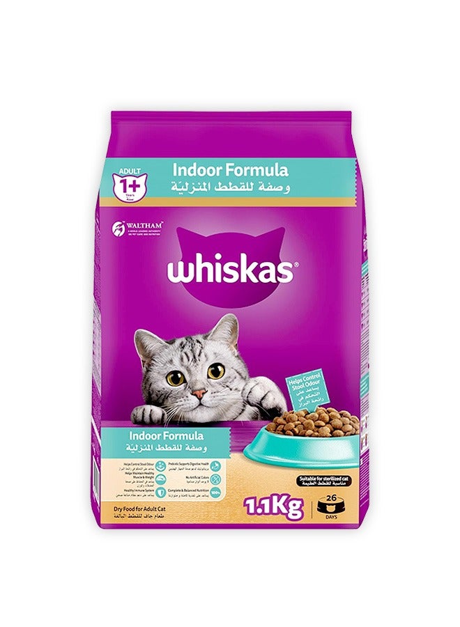 Whiskas Adult Indoor Formula Dry Cat Food - 1.1KG - Image 1